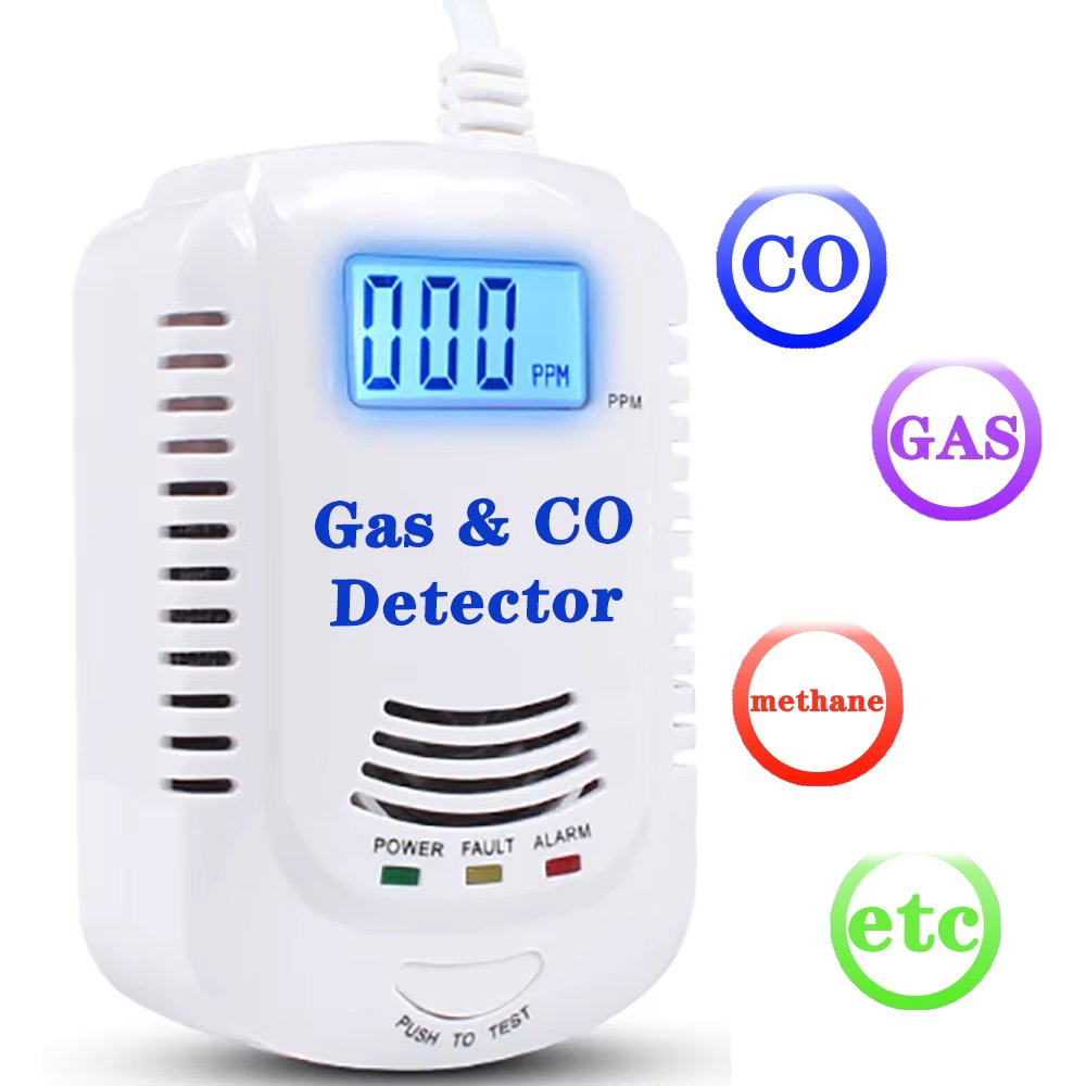 2 in 1 Natural Gas Detector And Carbon Monoxide CO Detector, Combustible Gas Leak Detector Monitor For Co, Lng, Lpg, Methane