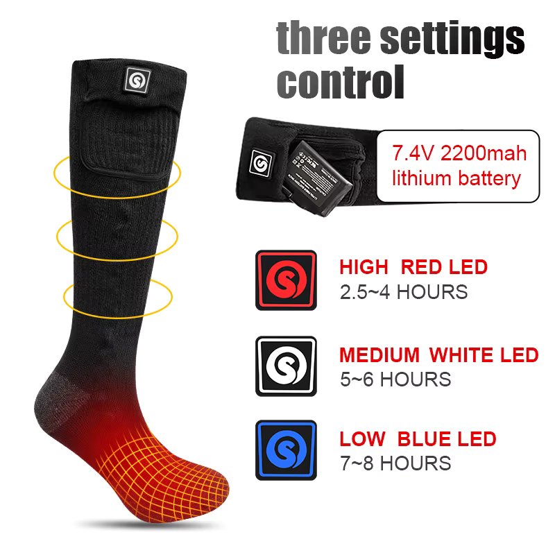 SNOW DEER-Rechargeable Electric Heated Socks for Men and Women, Snowboards Stocking, Thermos with Warmer Foot, Winter