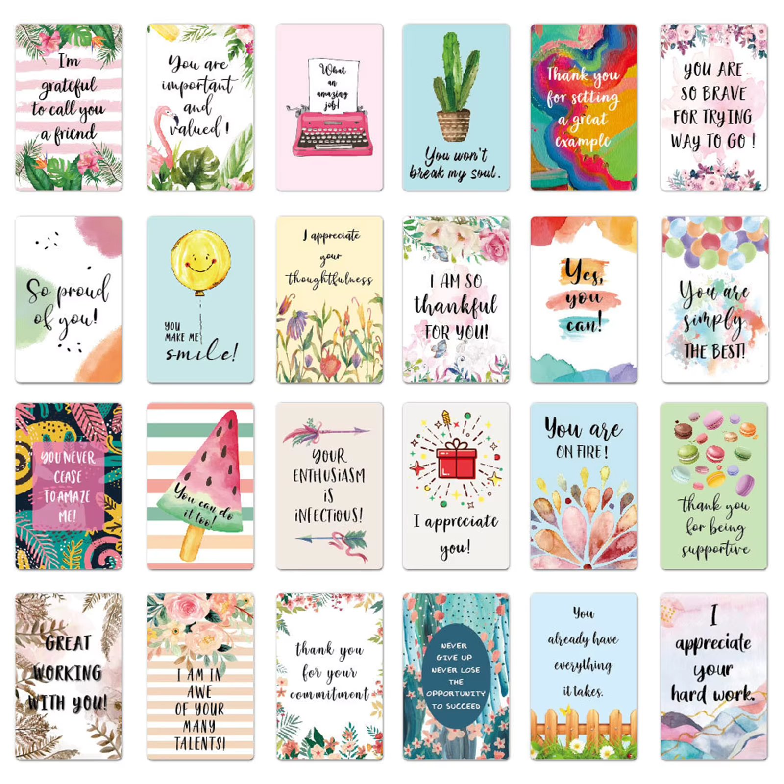 72pcs Inspirational Motivational Cards Thankful Mini Quote Cards Suitable for Birthdays Festivals