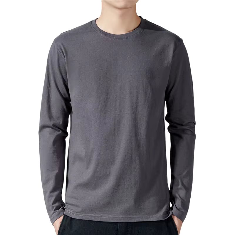 T Shirt For Men Cotton Long Sleeve T-shirts Solid Color Men's Clothing Full Length Sleeve For Spring And Autumn Undershirts