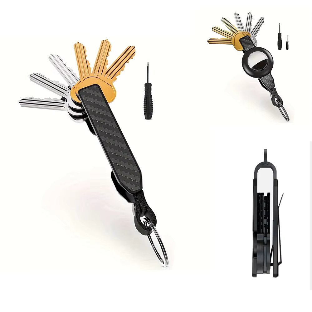 Key Organizer For Men-Compact Metallic Key Holder Minimalist Innovative Keyholder For Airtag Holder | Keychain Secures 2-6 Keys