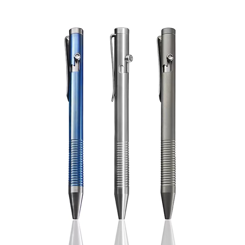 Portable Titanium Bolt Action Ballpoint Pen Self Defense Writing Tool for Outdoor Traveling Office Gift