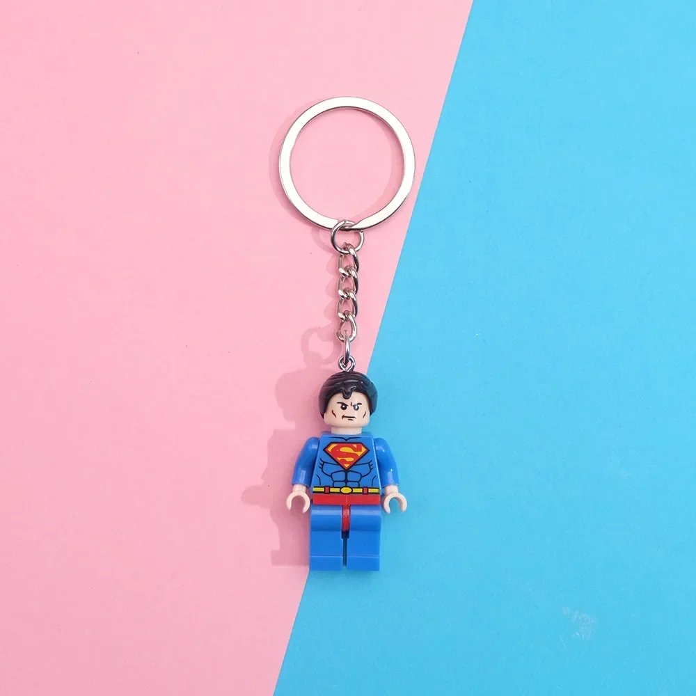 MINISO Disney Buzz Unicorn Cute Building Blocks Keychain Ring Chain Pendant Cartoon Anime Marvel SpiderMan Iron Man Gift Pendant