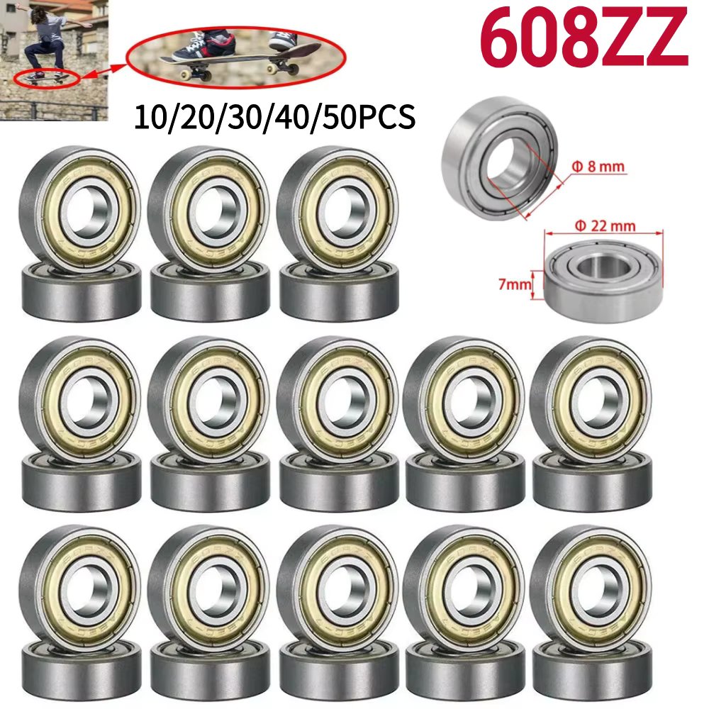 50-10pcs 608ZZ Deep Groove Ball Bearing 8*22*7 8x22x7 MM Double Shielded Miniature High-carbon Steel Single Row 608ZZ ABEC-7