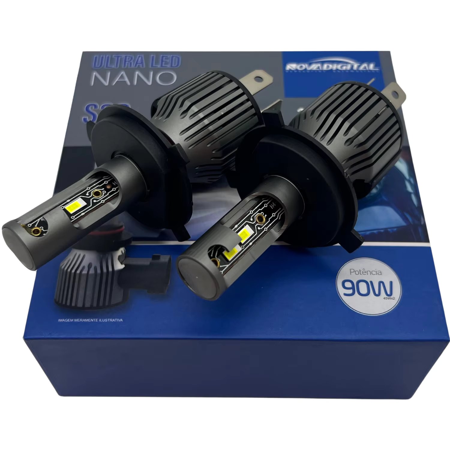 Ultra Led Nano S20 Kit 10000 Lumens 90W 6500K Fitting H4 High Lowlight or High Mile Snap
