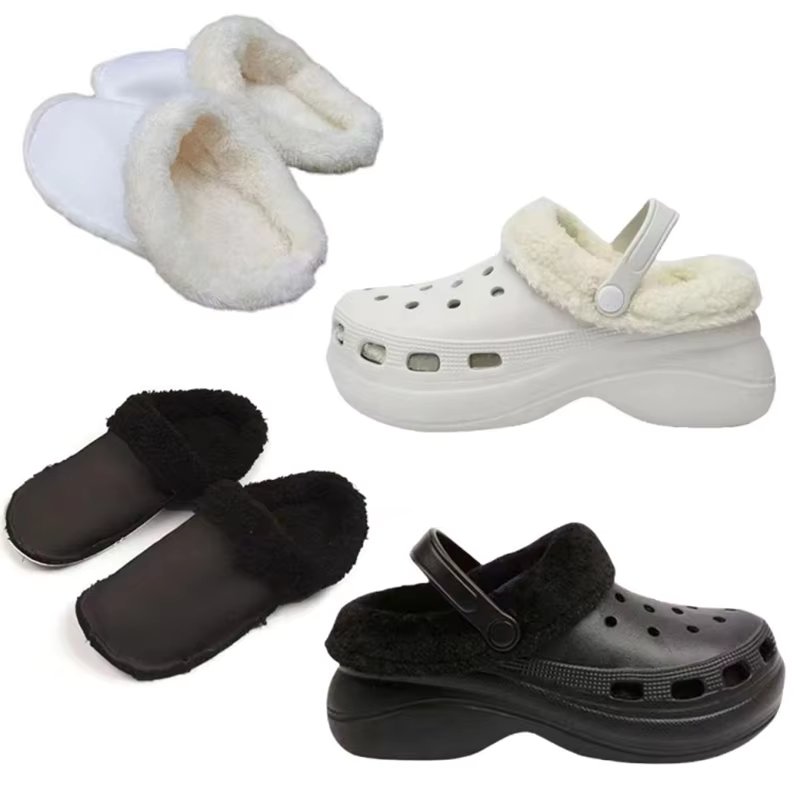 Cross-over slippers sandals compatible winter fur inner hair-in-winter hair mask