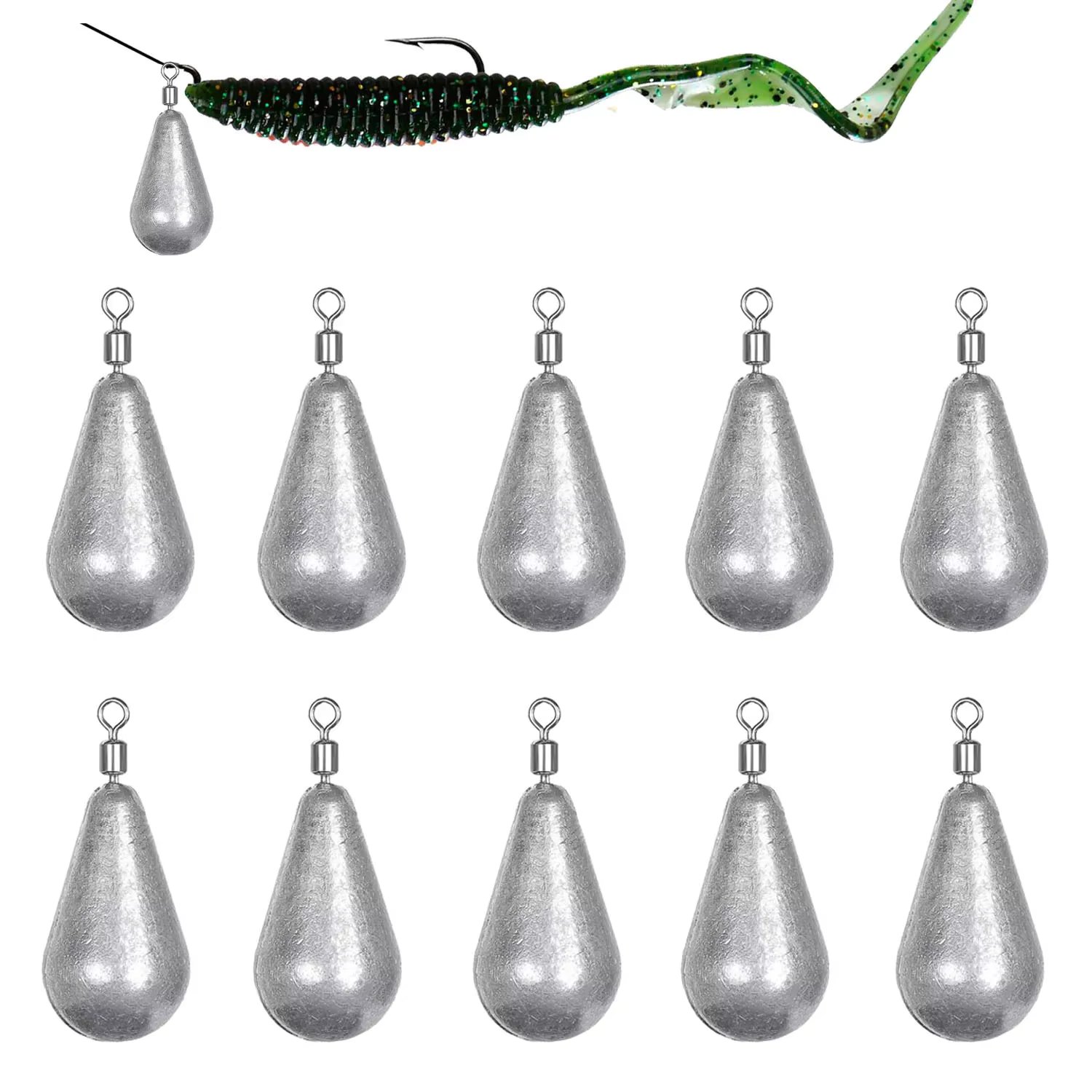 10pcs/lot Fishing Weight Sinkers 3.5g 5g 7g 10g 14g 20g Soft Bait Sinker Bass Fishing Tackle Accessories