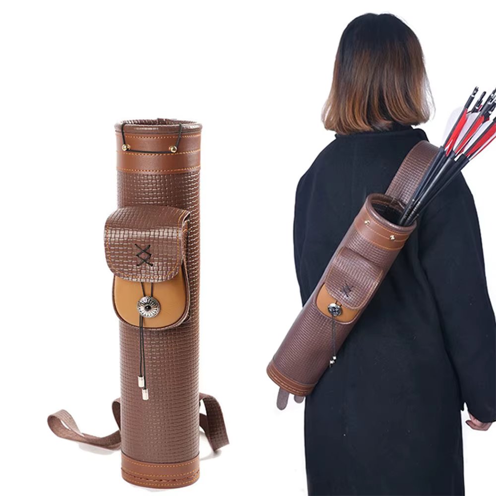 Large Capacity Cowhide Arrow Bag Shoulder Sling Outdoor Archery Equipment Beauty Hunting Bow and Arrow Universal Arrow Pouch