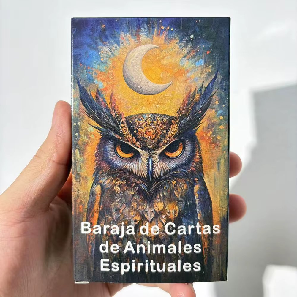 Spanish Oracle Deck, Spirit Animals Oracle Cards, Animals Message Deck, Tarot Deck with Keywords, 12x7cm Cards, 52-Cards