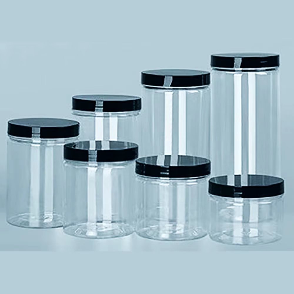 1PC Plastic Packing Bottle PET Transparent Empty Seal Bottles Circular Bucket Storage Biscuit Jar Food Grade Seal Tank Container