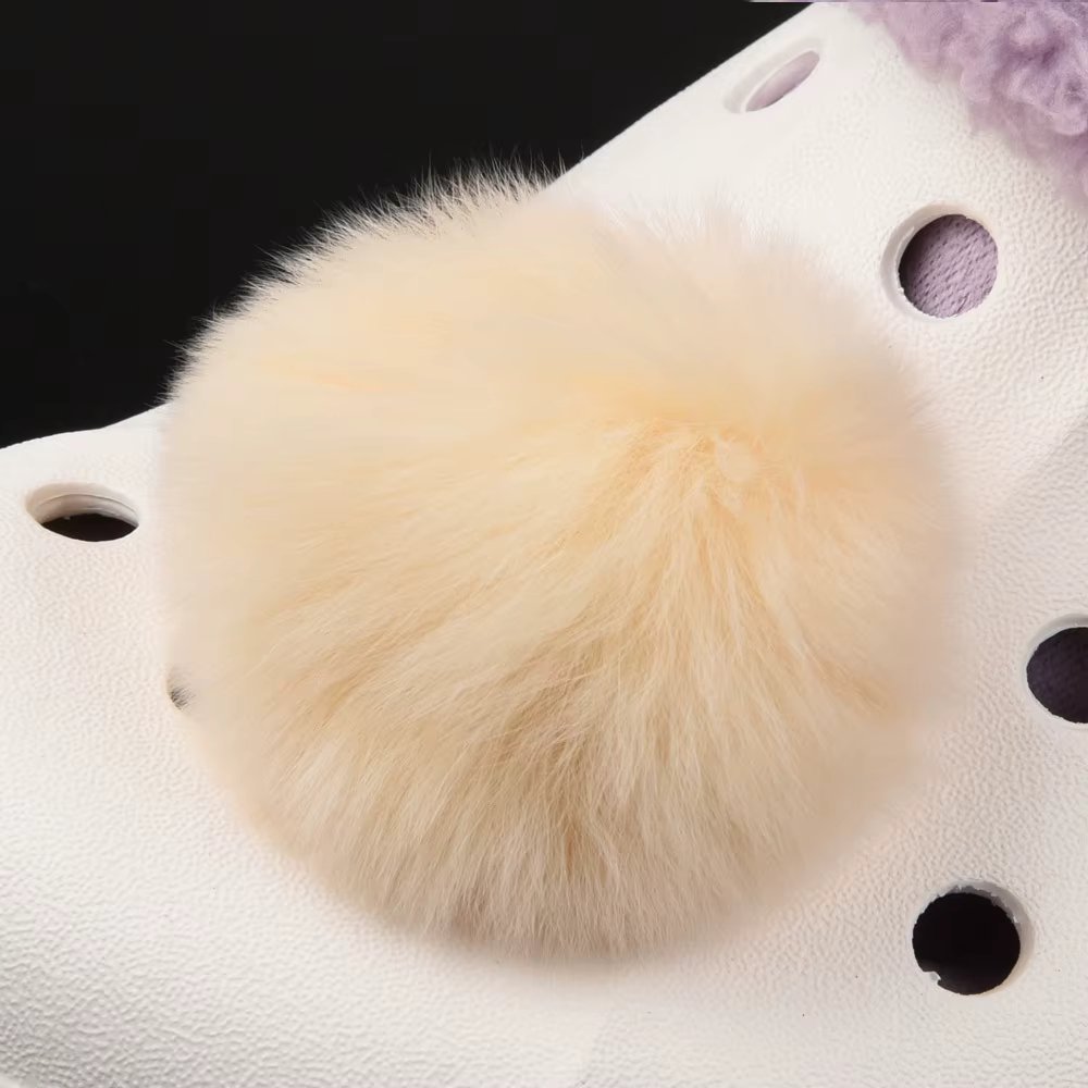1Pcs Real Fur Pompom Fluffy Shoe Charms Multi-color Plush Ball Garden Shoes Accessories Girl Women Sandals Decorations