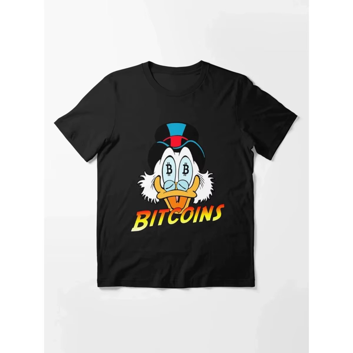 Men's T-shirt Uncle Scrooge Bitcoin Cartoon Short Sleeve Luxury Blouse