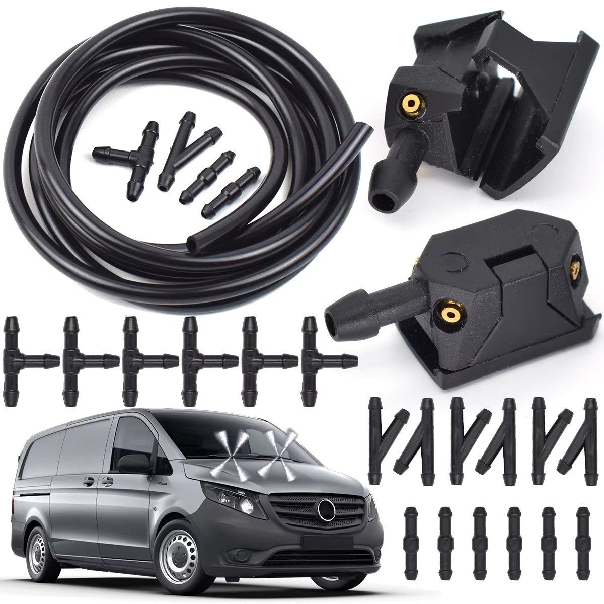 Car Windscreen Washer Wiper Blade Water Spray Jets Nozzles For Mercedes Benz Vito 638 639 W638 W639 W447 Viano V-Class Sprinter