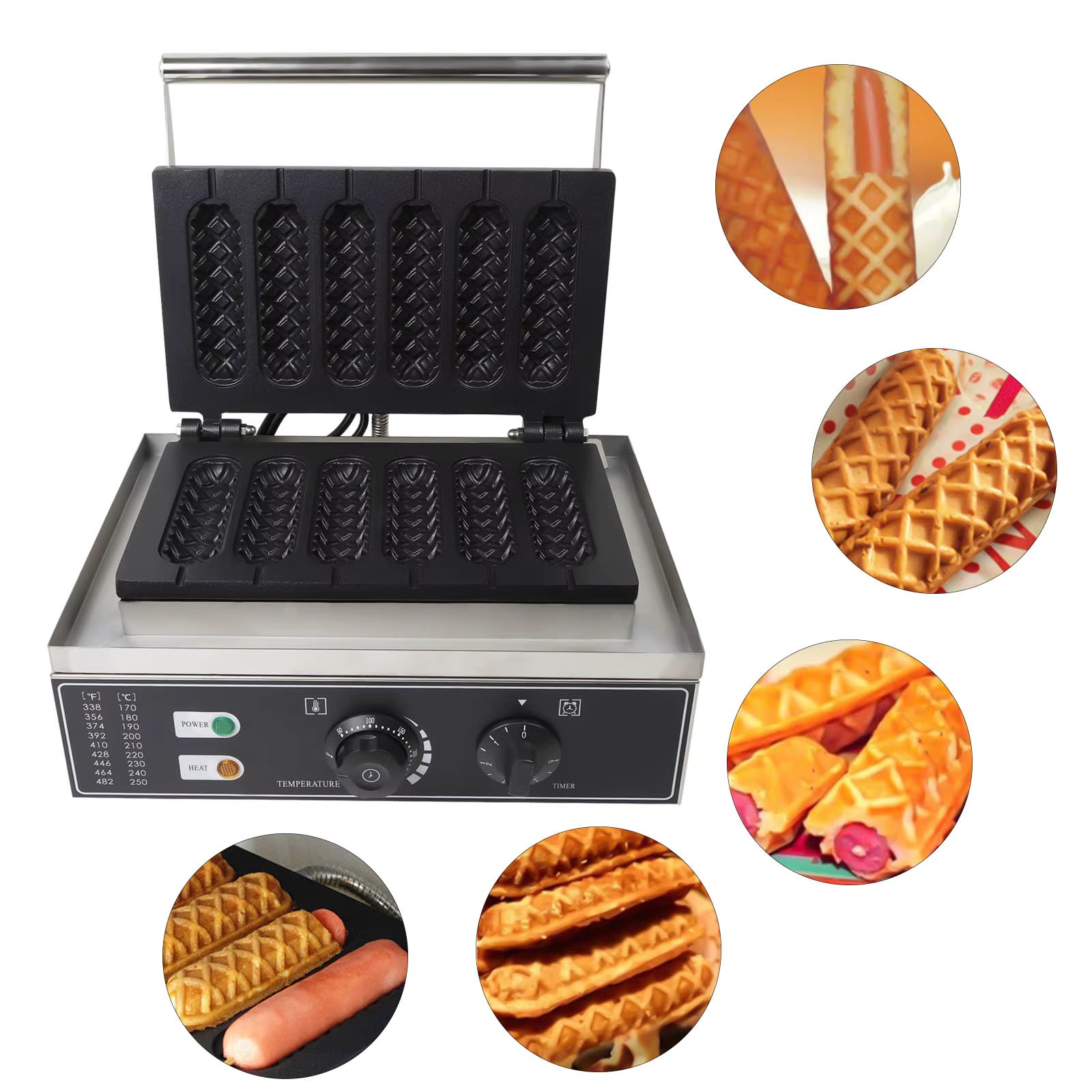 1500 Watt Stainless Steel Waffle Iron Professional Waffles Stem Waffle Sticks Corn Dogs 1500 Watt