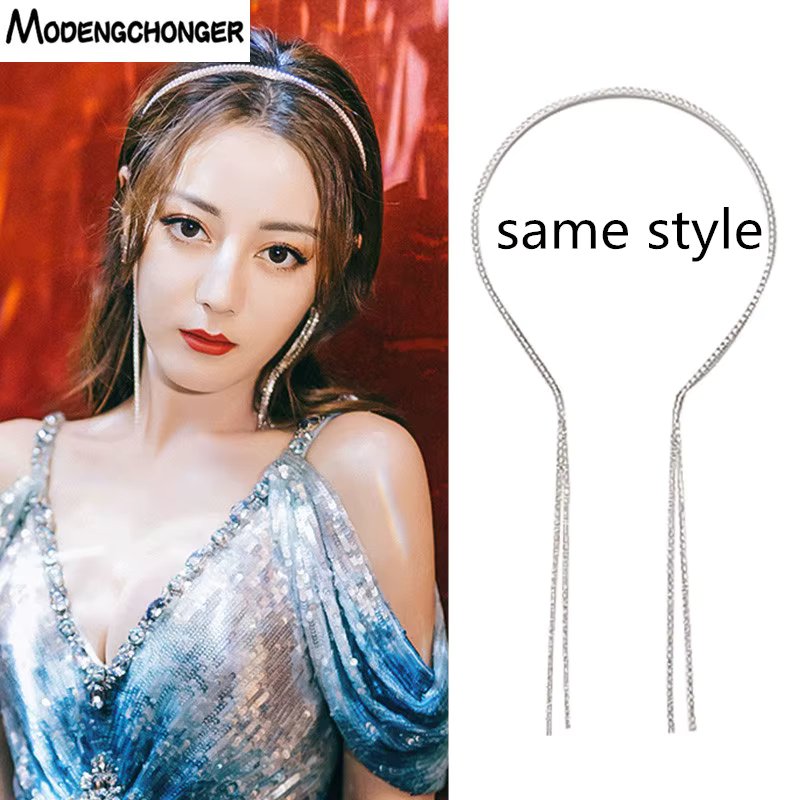 New Fashion Crystal Hair Band For Woman Bezel Girl Headband  Hair Accessories Bride Tassel Steel Ring Hair Hoop Baroque Headwear