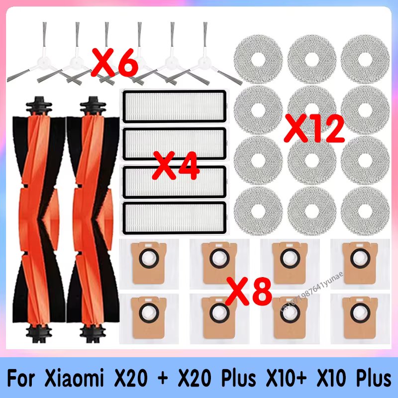Dust Bag For Xiaomi Robot Vacuum X20+ X10+ X20 Plus X10 Plus Parts Accessories Main Side Brush Hepa Filter Mop Cloth Replacement