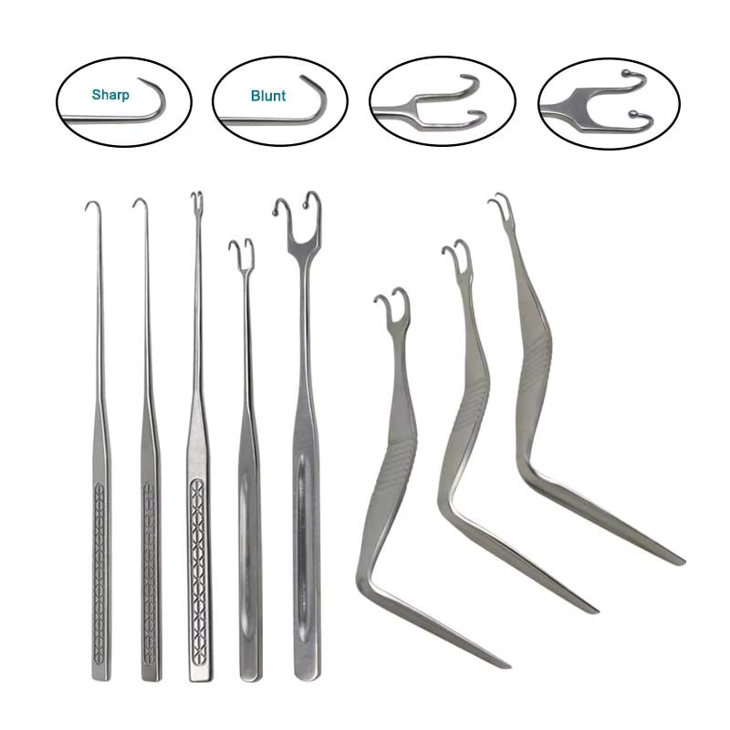 GREATLH Double Head Pull Hook Stainless Steel Nasal Bone Pulling Hook Autoclavable Beauty Plastic Surgical Tool