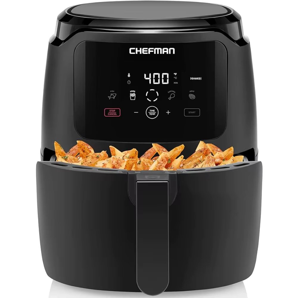 Chefman Digital Air Fryer, Large 5 Qt Family Size, One Touch Digital Control Presets, French Fries, Chicken