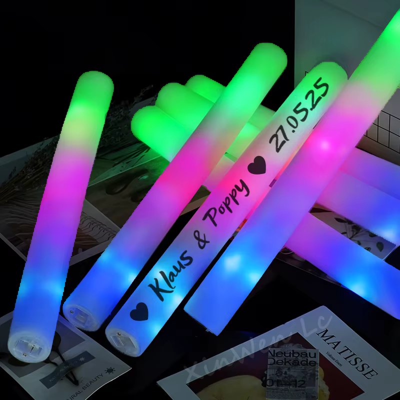 30/40/60/100/120Pcs RGB LED Glow Foam Stick Bulk Colorful LED Glow Sticks  Tube Dark Light Birthday Wedding Party Supplies
