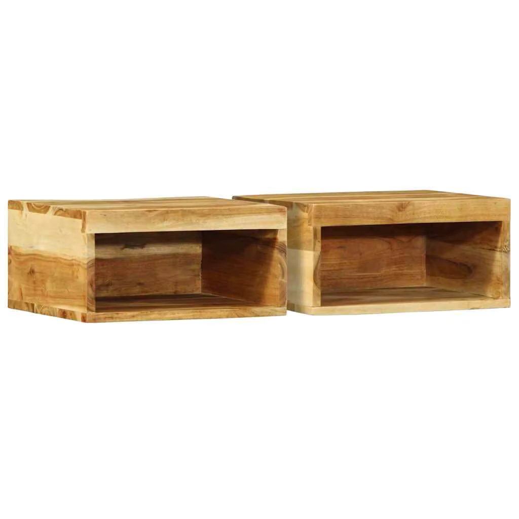 2-Piece Solid Wood Acacia Wall-Mounted TV Cabinet Set - Stylish  Durable Storage Solution