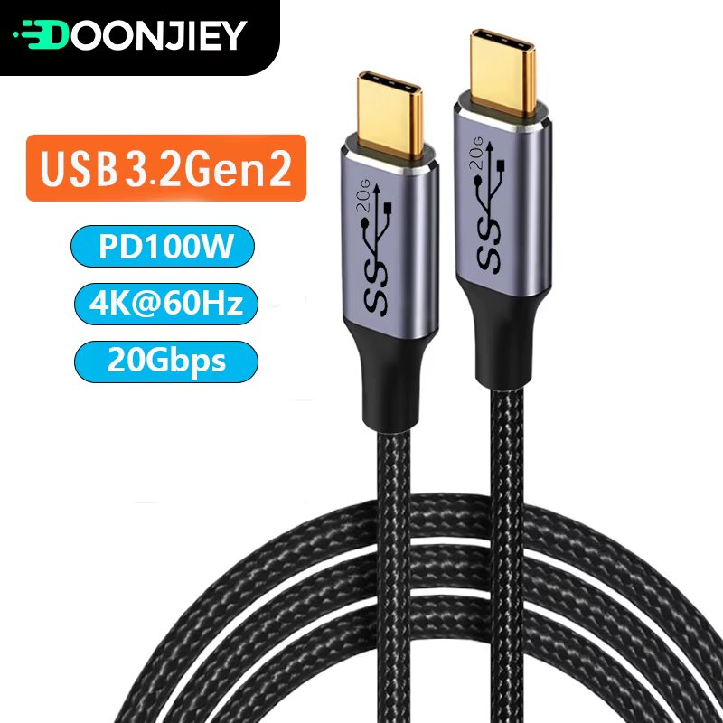 USB 3.2 Gen 2 Type C to USB C Cable 20Gbps Type-C Cord 4K UHD PD100W Fast Charging Data Wire for iPhone 15 MacBook Galaxy S20