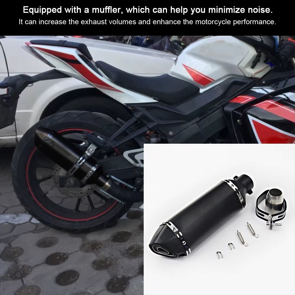 38-51mm Universal Exhaust Muffler Pipes Slip on Silencer Tail Tube High Temperature Resistant for Motorcycle ATV Dirt Bike