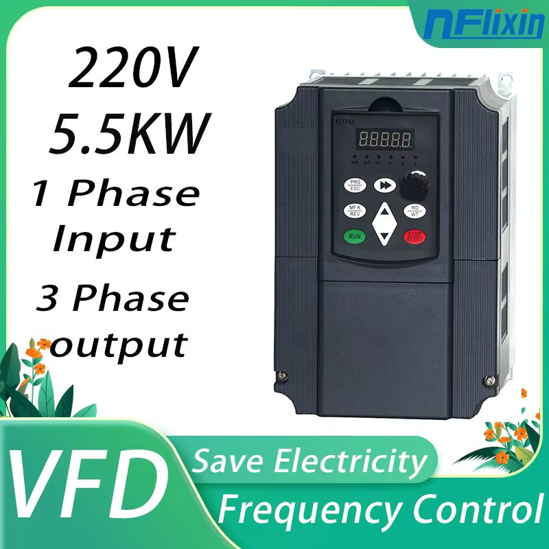 VFD1.5KW 2.2KW 4KW 5.5KW 7.5kw frequency Inverter 1P 3P 220V Output Frequency Converter Variable Frequency Drive