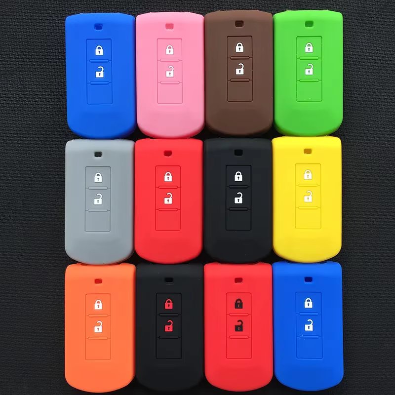2button Silicone car key fob skin cover case  set for Mitsubishi Outlander ASX AXR RVR Nativa Pajero Montero Lancer Shogun