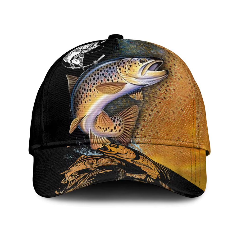 Baseball Cap Love Brown Trout Printed Snapback Hats Men Women Fishing Hook Adult Hip Hop Headwear Outdoor Casual Sun Visor