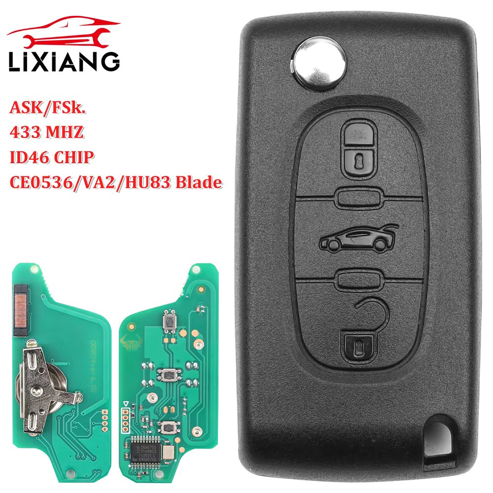 LIXIANG For Peugeot 207 307 308 407 607 807 For Citroen C2 C3 C4 C5 C6 Xsara Berlingo Flip Remote Car Key HU83 VA2 0536 ASK/FSK