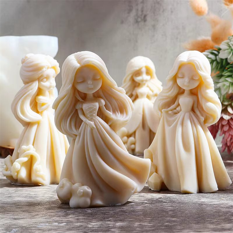 Sweet Princess Doll Silicone Candle Molds DIY Girl Statue Plaster Epoxy Making Supplies Handmade Soap Chocolate Ice Cube Moulds