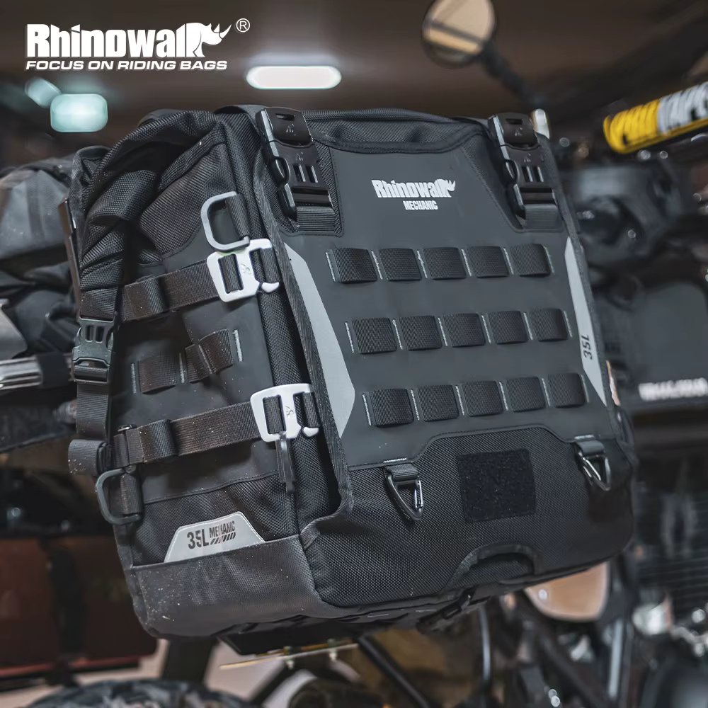Rhinowalk Motorcycle Side Pannier Bag Waterproof 35L Anti-fall Motorbike Saddle Tail Rear Bag Travel Luggage Storage Bag
