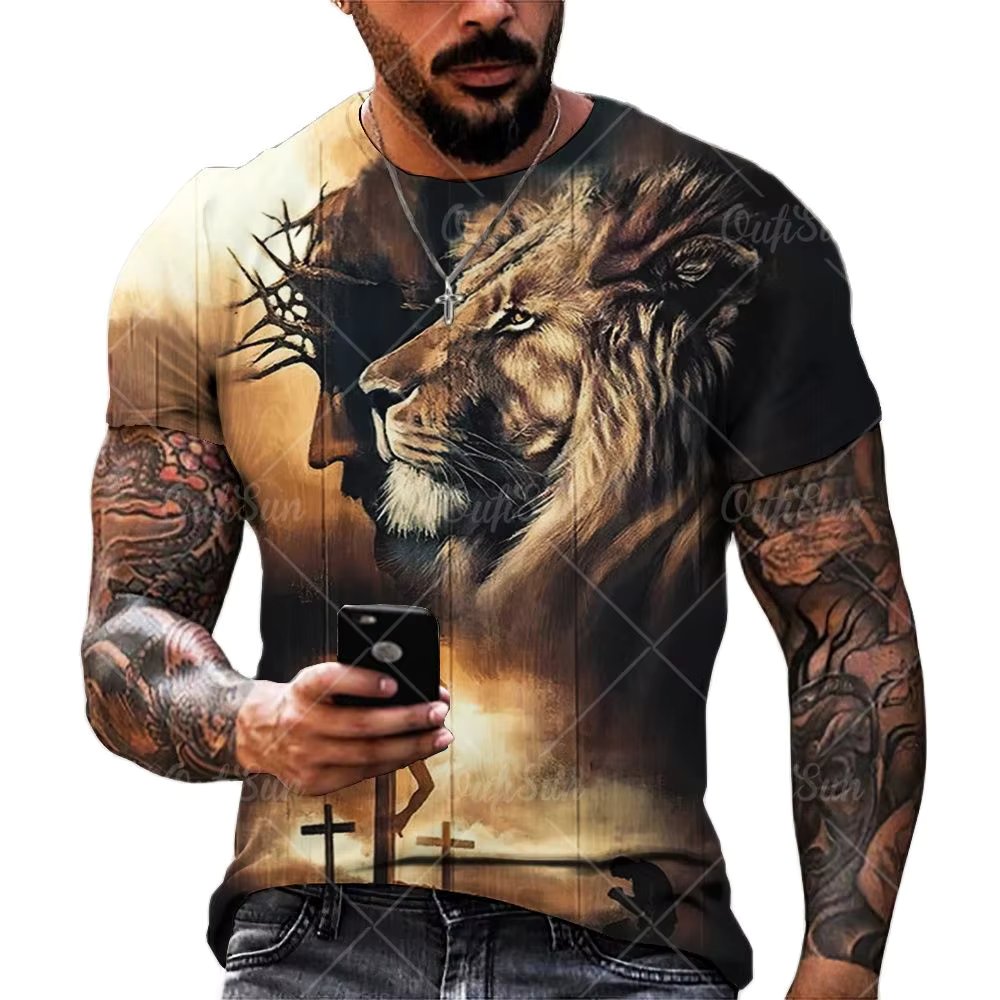 Christ Jesus T-Shirt For Mens 3D Print T Shirt Free Shipping Clothes Short Sleeve Streetwear Vintage Tops Tee Shirt Men Clothing