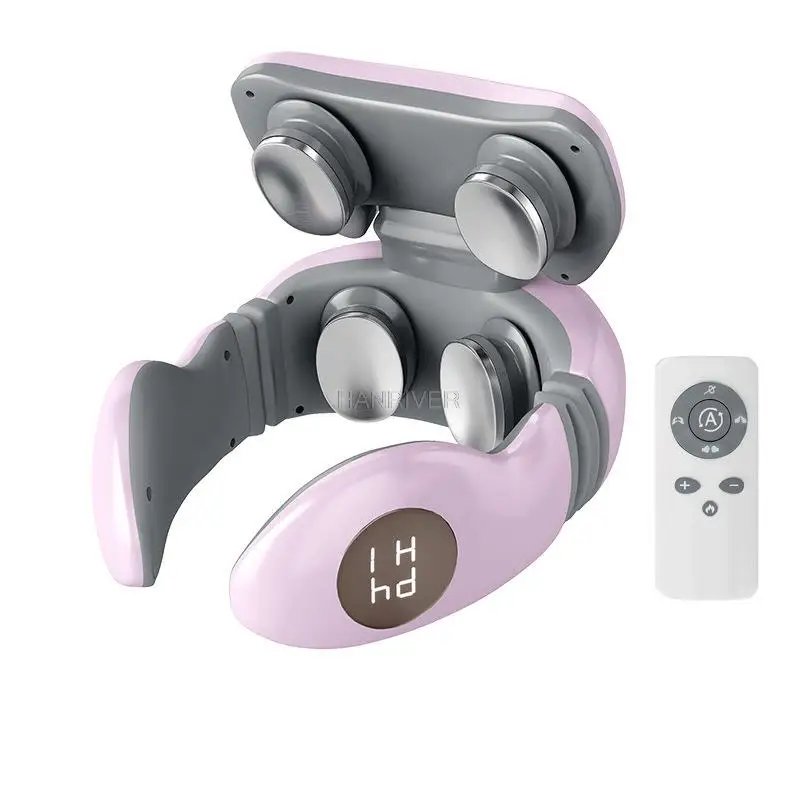 Cervical spine massager four head neck massage instrument instrument pulse wireless remote control charging cervical instrument