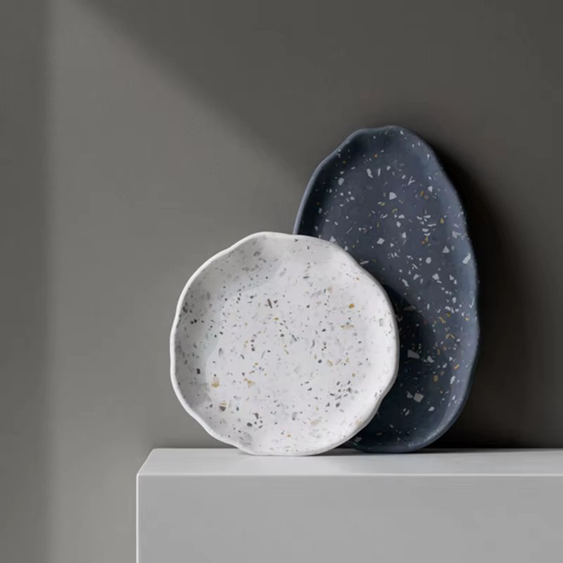 Irregular Oval Concrete Storage Tray Silicone Molds Round Cement Coaster Cup Mat Plaster Jewelry Display Tray Plate Resin Mould