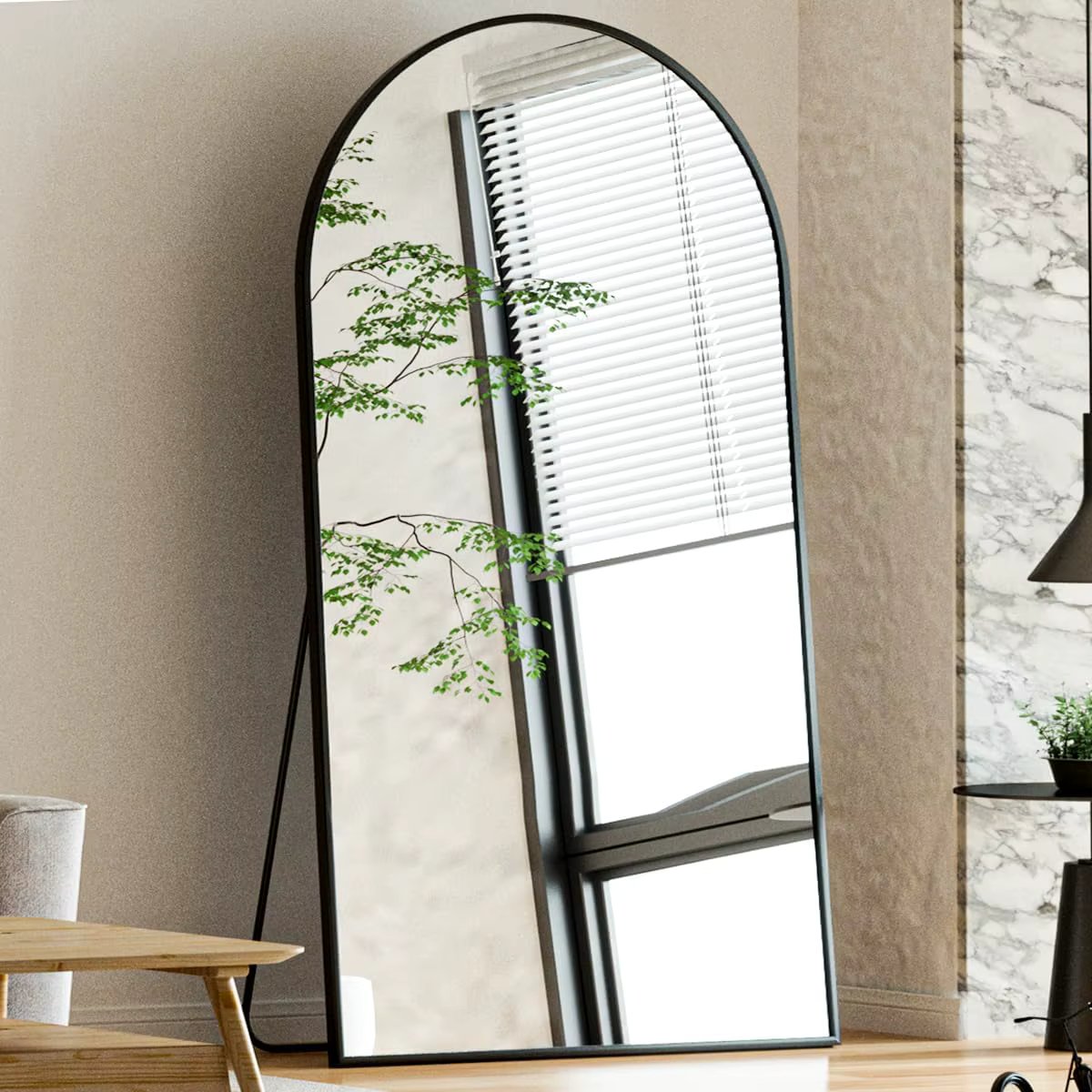 Arch Mirror Full Length, Floor Length Mirror, 76"x34" Wall Mirror Full Length, Oversized Floor Mirror, Aluminum Alloy Frame