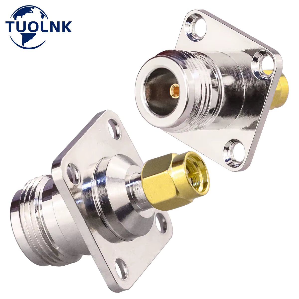 N Female to SMA Male 4 Holes Flange Panel Connector N SMA RF Coaxial Solder Connector Chassis Mount Coax Adapter 2pcs/Lot