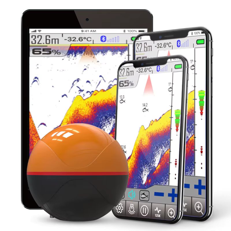 Erchang F68 Wireless Fish Finder Depth Echo Sounder Dual Frequency Sonar Alarm Transducer Fishfinder IOS&Android With GPS
