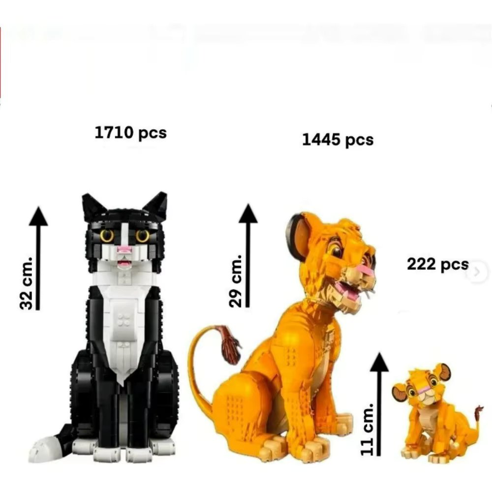 21349 Tuxedo Cat 43247 Lion Animal Model Building Blocks Assemble Cute Cartoon Bricks Puzzle Toys For Children Gifts