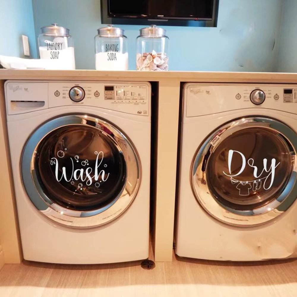 Laundry Room Wall Stickers Bubble Cloth Washroom Vinyl Home Decor Wash Dry Washer Dryer Laundry Wall Decal  SY288