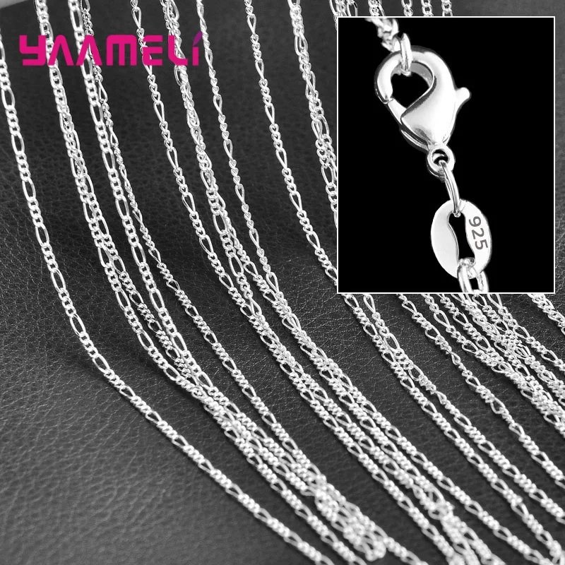 Authentic 5PCS Solid 925 Sterling Silver Jewelry Chains Necklace with Lobster Clasps fit Men Women Pendant 18 Designs 16-30 Inch