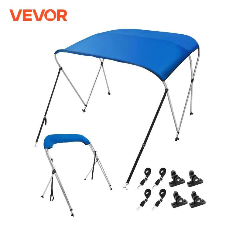 VEVOR 3 Bow Bimini Top Boat Cover900D Polyester Canopy with 1" Aluminum Alloy Frame Waterproof and Sun Shade, Includes Storage