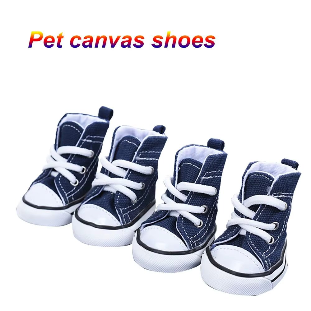 4PCS/Set Anti-skidding Denim Canvas Dog Shoes Pet Shoes Waterproof Shoes Sneakers Breathable Booties