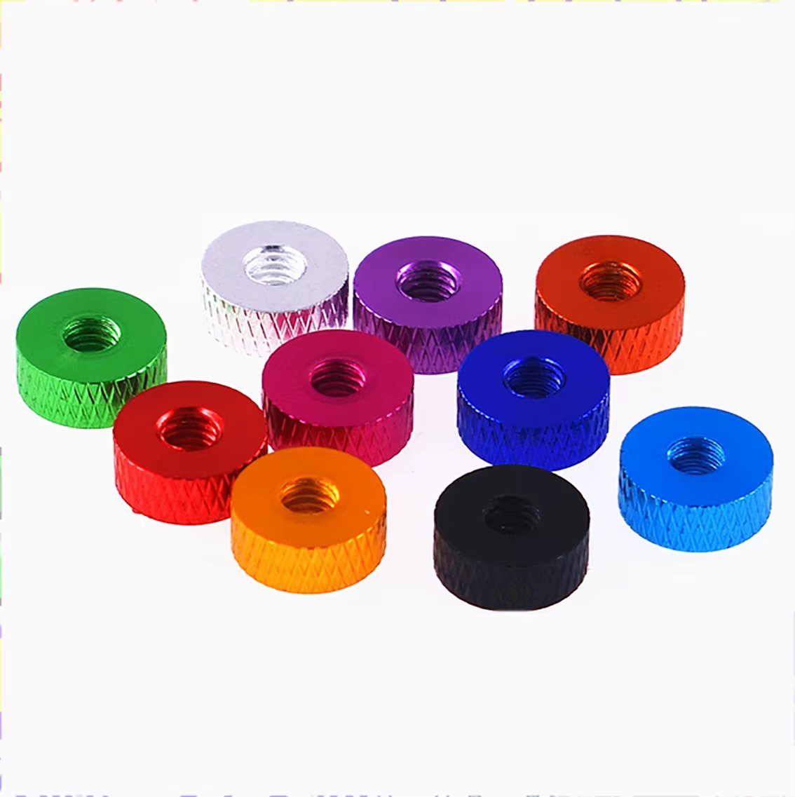5Pcs M2/M2.5/M3/M4/M5/M6 Colourful Through Hole Nut Aluminium Alloy Round Knurled Thumb Nuts Hand Knob Nuts