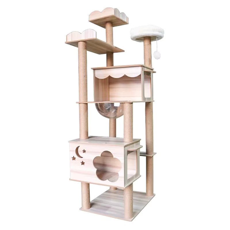 Cat climbing tree house Multi-layer Wooden Cat Climbing Frame Wear-resistant Sisal Scratching Post Luxury Cat Villa Pet Supplies