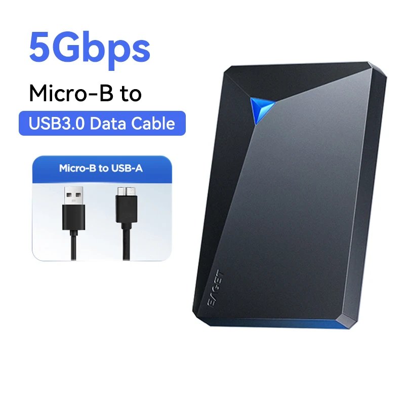 Eaget Portable External Hard Drive 5Gbps SATA HDD 1TB 4TB 5TB LED Hard Disk USB3.0 External HD Compatible for SamSung PC Mac