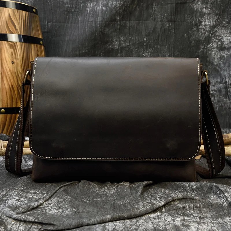 Vintage Crazy Horse Leather Men's Briefcases Laptop Bag A4 Office Bags Men Cover Messenger Bags Men's Leather Bag Computer Bags