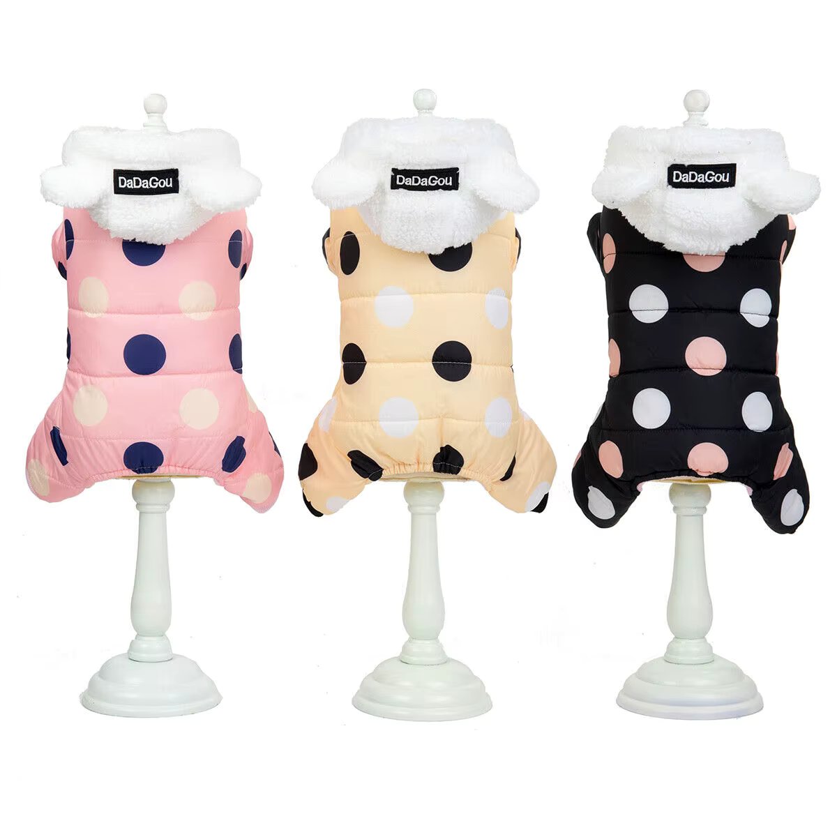 Dot Warm Pet Clothes for Dog Windproof Jackets Outdoor Fleece Hooded Coats Small Dog Winter Jumpsuit Clothing