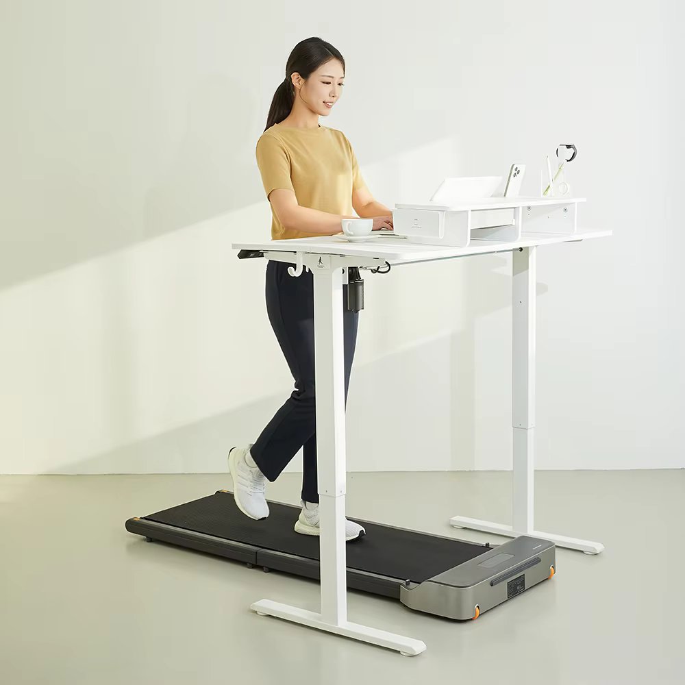 King Smith Electric Motion Desk Height adjustable Smart Standing Electric Desk prefabricated monitor pedestal walking desk, white