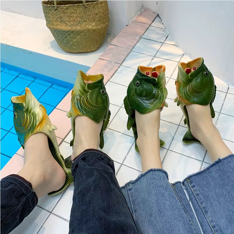 Couples Creativity slippers girls lovely designer fish slides outdoor indoor shoes for women crazzy slippers